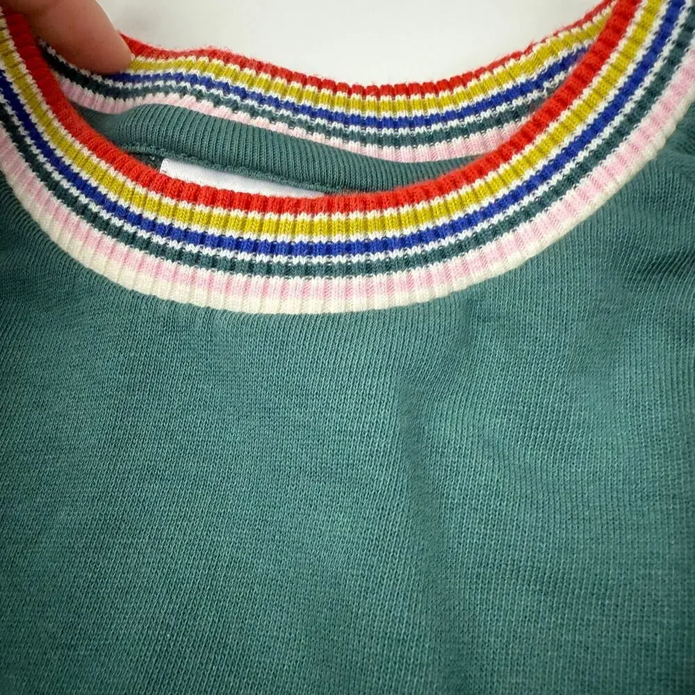 Hanna Andersson Green Rainbow Cuff French Terry Dress